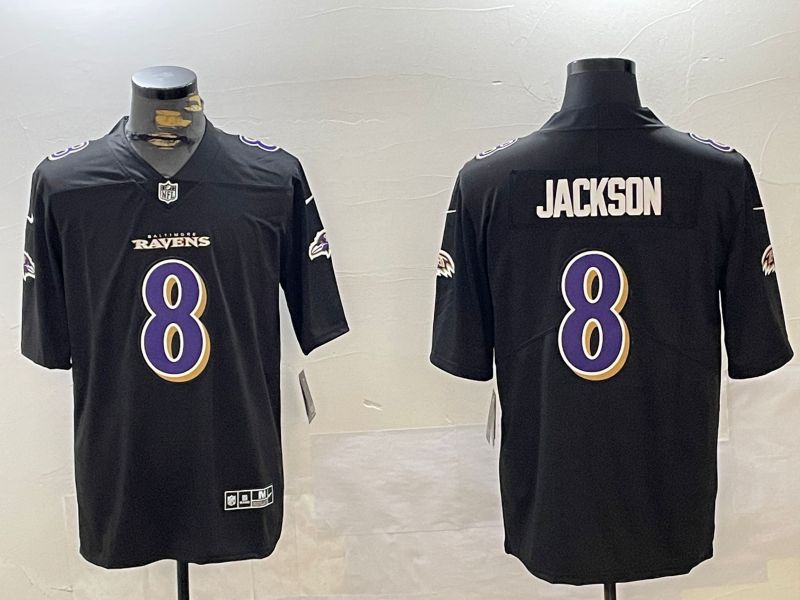 Men Baltimore Ravens 8 Jackson Black 2024 Nike Limited NFL Jersey style 1